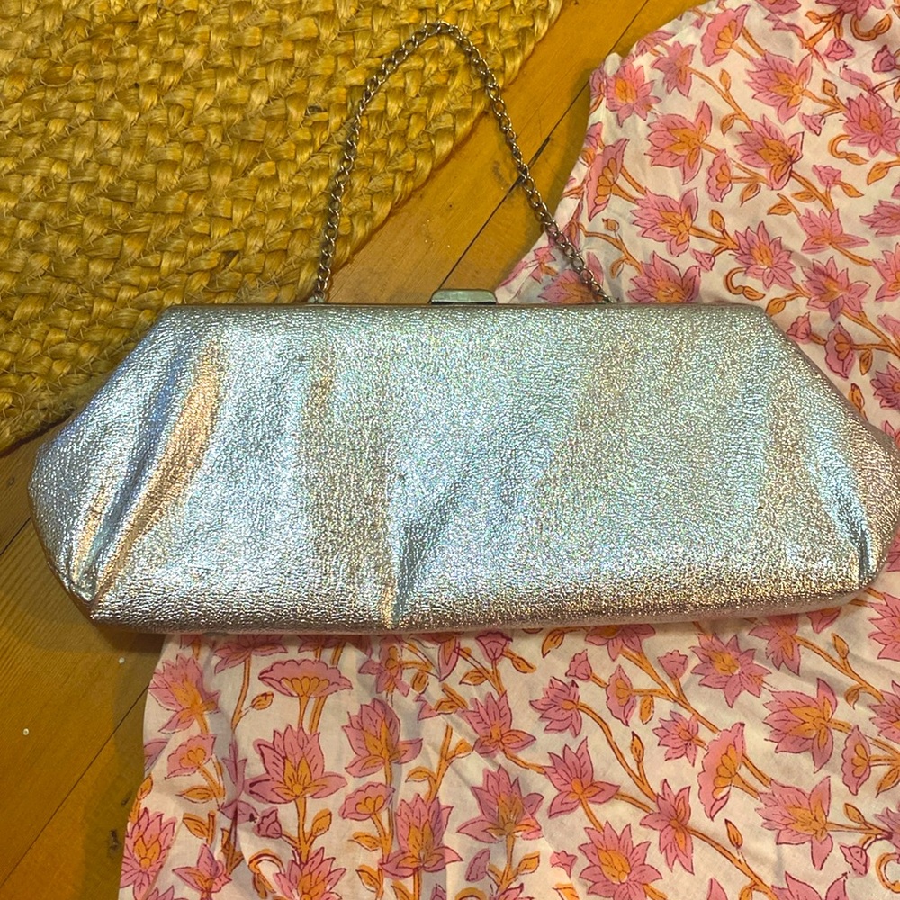 Vintage Long Silver Clutch, 1960s